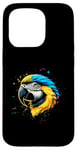 Coque pour iPhone 15 Pro Bleu Jaune Macaw Face T-Shirt Aquarelle Macaw