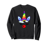 Red Nose Unicorn Face With Eyelashes 2022 Sweatshirt