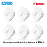 Aqara-Capteur de température intelligent,pression atmosphérique,humidité,environnement,Zigbee,télécommande pour Xiaomi Mi Home Homekit - Type 6 pcs