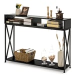 COSTWAY Table Console Meuble d'Entrée de Style Industriel 120 x 23 x 79 CM Structure en Acier Robuste Anti-Basculement pour Entrée, Salon, Couloir (Black)