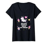 Womens Bye-Bye Tonsils, Hello Ice Cream – Women & Girls Unicorn V-Neck T-Shirt