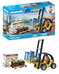 Playmobil 71528 myLife Promo Pack: Forklift truck with cargo, exciting logistics work at the port, including pallets and numerous stock items, detailed play sets suitable for children ages 4+