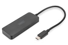 DIGITUS Adaptateur Graphique 3 Ports USB-C - USB-C vers 3X Displayport - 4k60Hz - Multi Stream Transport (MST) - Hub vidéo - Noir