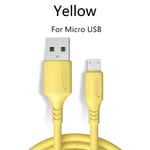 Câble Micro USB en Silicone liquide pour recharge rapide,compatible avec Xiaomi Redmi Note 5 Pro Samsung S7 S6 Android - Type Yellow-0.25m