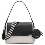 Calvin Klein Millie Sac à bandoulière à Rabat 2 en 1, Femme, Chérubin Blanc/Noir, Taille Unique