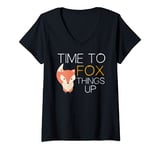 Womens Fox T-Shirt Time To Fox Things Up Shirt V-Neck T-Shirt