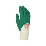 10 Gant latex 3-4 enduit support coton cousu poignet tricot sur cavalier - taille 9