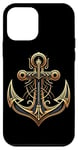 Coque pour iPhone 12 mini Symbole de la mer ancre cool dans le style art déco de Noël