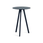 HAY - CPH20 2.0 High Table Deep Blue Lacquered Oak Frame Ø70 X H105 Smokey Blue Linoleum Top Deep Blue Lacquered Edge - Spisebord - Ronan & Erwan Bouroullec - Blå - Tre