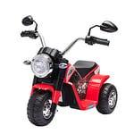 HOMCOM Moto électrique Enfant Chopper Tout-Terrain 6 V 20 W Marche AV AR 3 Roues Effets Lumineux et sonores Rouge Noir