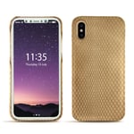 Coque cuir Apple iPhone X - Coque arrière - Beige - Cuir Abaca - Neuf