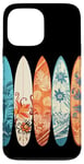 Coque pour iPhone 13 Pro Max Planche de surf tropicale colorée Art Hibiscus Beach Vibes