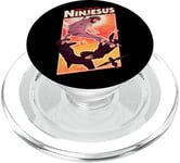 It's Ninjesus 80s Action Movie Atheist Christian Ninja Jesus PopSockets PopGrip for MagSafe