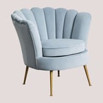 Fauteuil en Velours Morla Sklum Bleu Niagara