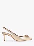 Kurt Geiger London Belgravia Leather Slingback Court Shoes, Gold