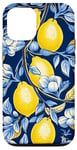 iPhone 15 Pro Italian Blue Tiles Pattern With Lemons Case