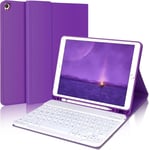 Clavier iPad 9eme Generation,Coque Clavier pour iPad 10.2"" 9eme/8eme/7eme Génération 2021/2020/2019,AZERTY Français Clavier Bluetooth Détachable pour iPad 10.2"",Violet