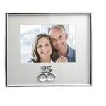 DRW Cadre photo 25e anniversaire mariage en argent avec parspartus pour photo de 10 x 15 ; dimensions : 23 x 18 cm