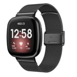 För Fitbit Versa 4 / Sense 2 Universal Metal Rostfritt stål Spänne Watch Band Black