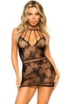 Lace Mini Dress With Cut-Outs Black O/S