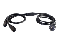 C2G Power Cord Splitter - Strömdelare - power CEE 7/7 (hane) till power IEC 60320 C13 - AC 250 V - 3 m - formpressad - svart - Europa