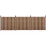 Kit de 3 clôtures barrière brise vue brise vent bois composite (wpc) brun 185 x 562 cm