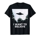 Alien UFO Hunter Cool Alien Spaceship I Want To Believe T-Shirt