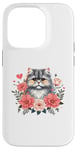 Coque pour iPhone 14 Pro Roses Flowers British Longhair Cat Highland Straight