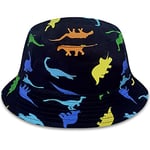 Gifts Treat Chapeau de Soleil Pliable en Coton Doux pour Enfants, Chapeau de Plage à Large Bord pour garçons et Filles, Chapeau Dinosaure coloré, 50CM