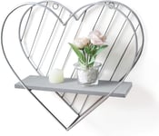 Floating Shelf Grey Shelves for Wall Metal Heart Silver Design Bedroom Toilet