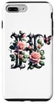 iPhone 7 Plus/8 Plus Letter H Initial Floral Monogram Rose Pink Flower Butterfly Case