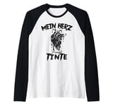 Ink flows through the Heart Raglan Baseball Tee