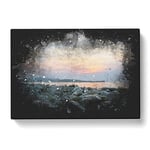 A Pebble Beach Paint Splash Modern Art Canvas Wall Art Print Ready to Hang, Framed Picture for Living Room Bedroom Home Office Décor, 60x40 cm (24x16 Inch)