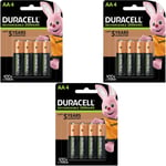 12 x AA DURACELL Rechargeable 2500 mAh NI-MH Batteries 2500mAh HIGH CAPACITY