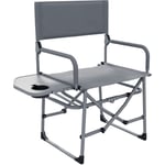 Outsunny - Chaise de camping plage pliable - plateau porte-gobelet - métal oxford gris