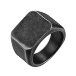 FindChic Chevalière Homme Acier Inoxydable Gris 57 Bague Ado Garcon Punk Anneau Large Gros Bijoux Doigt Plat Chunky Massif Brillant Epais Cool Cadeau Papa Mari Fêtes des Pères Noël Valentin