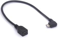 Rallonge de câble micro USB vers mini USB femelle à angle droit - 90 degrés B micro USB mâle vers mini femelle adaptateur pour appareil photo MP3,smartphone,tablette (droite)