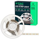 V-TAC Ruban LED 5 Mètres 8W SMD 3528 - Bande à LED Lumineuse 6500K Blanc Froid - Ruban LED d'Intérieur avec Bande Adhésive et Flexible pour Maison, Cuisine, Salon - 5m - Alimenté 12V