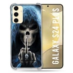 Cokitec Coque Renforcée pour Samsung Galaxy S24 Plus Tete de Mort Doigt