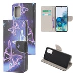 Samsung Wonderland Galaxy S20 flip kuoret - Hehkuva Perhonen Monivärinen