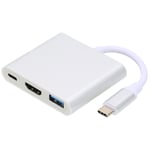 3 In 1 Type‑C Hub Type‑C To USB Adapter Silver TV For Laptop