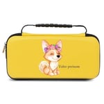 Etui pochette Switch lite jaune chien fleur personnalisee