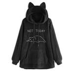 Hoodie i oversize fleece med kattöron kvinnor M