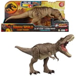 Jurassic World Mattel La théorie du Chaos Netflix - Tyrannosaure Attaque Impitoyable Figurine articulée de Dinosaure avec Attaque enragée, claquements de mâchoires, rugissements, HXF54