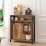 Need Meuble de Rangement Buffet Cuisine Commode avec Porte Coulissante, Armoire de Rangement avec Étagères, Style Industriel pour Salon, Marron