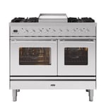 Ilve PD10FWE3SS 100cm Roma Dual Fuel Twin 60/40 Oven Range Cooker In Stainless Steel With 6 Gas Burners & Frytop