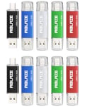 ABLAZE Lot de 10 clés USB C 16 Go OTG 2.0 Double clé USB Type C 2 en 1 pour téléphone Portable, Smartphone, Ordinateur Portable, PC