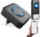 WiFi Sonnette sans Fil Exterieur Etanche,Compatible avec l'Application Smartphone,Sonnette Connectée 0-110dB 32 Mélodies,Doorbell avec Notification à Distance,Sonnette Extérieure avec Flash LED