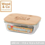 650ML Air Tight Glass Food Container With Bamboo Lid