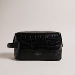 Ted Baker Mens Accessories Roye Croc Effect Washbag in Black Leather - One Size